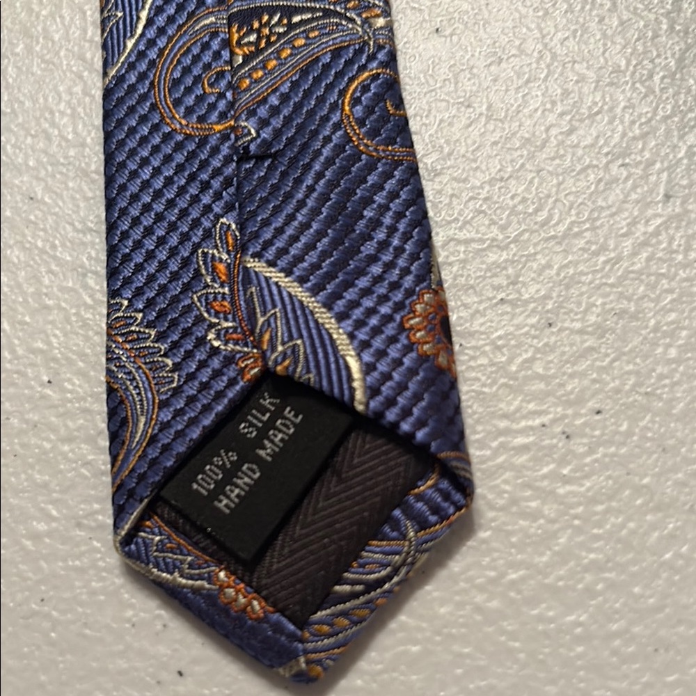 Bruno Piattelli Silk Paisley Blue Men's Tie - Picture 3 of 5